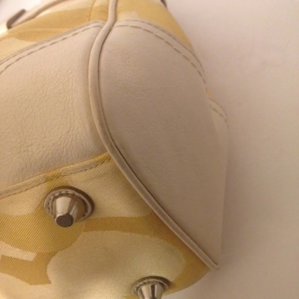 Coach yellow optic and leather tote